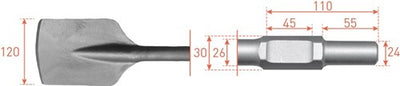 Rotec Scalpello a vanga a 6 facce 120x400mm 6 facce ø30,0 ø24x55mm - 2155220