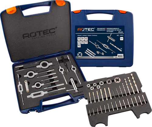 Rotec900.2020k | set di piastre per maschiatura e taglio manuale | metrico | in abs | 45 pz. -900.2020k