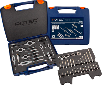 Rotec 900.2020k | juego de placas de corte y roscado manual | métrico | en caso de abs | 45 uds. - 900.2020k