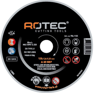 Dischi da taglio Rotec acciaio inox 125x1,3x22,2 a60sx - 25 pezzi - 7861125