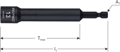 Llave de vaso Rotec extra profunda | e6,3 | grabación de bits | interruptor 17x110 75 - 822.0017