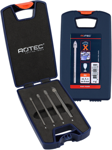 Rotec glass drill bit set | 229 | 4-piece | ø4-8 - 900.1009