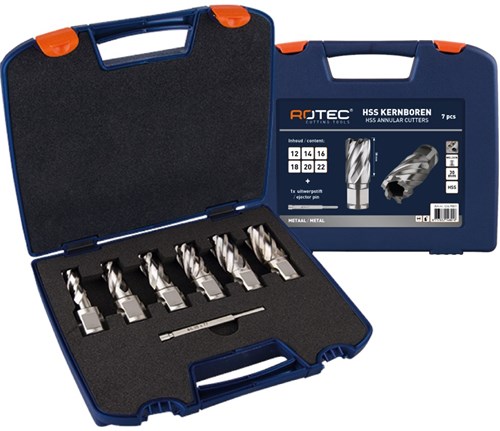 Rotec juego de brocas huecas hss silver-line '536w', wld 19, 7 piezas, ø12-22 - 5369001 - 536.9001