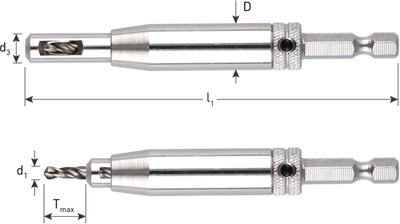 Trapano per cerniere Rotec HSS | 1 Opz. a 4 bit. e6.3 | ø2.0 (vite ø3-3.5) - 268.0001