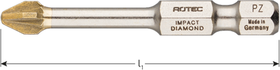 Broca de impacto Rotec pz 2 | l=50 | e6.3 | diamante | 2 piezas - 817.13022