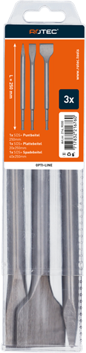 Línea opti de Rotec | juego de cinceles sds-plus | 3 piezas (pala plana de punta) - 214.9000