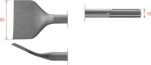 Scalpello a vanga Rotec sds max curvo 80x300mm