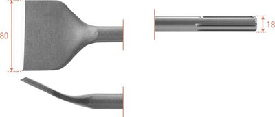 Rotec sds max cincel pala curvo 80x300mm