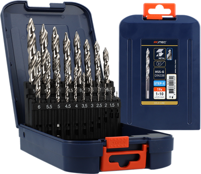 Juego de brocas helicoidales Rotec | 104 - paso-x | mar 338 | 19 piezas | ø1-10 abs - 900.0070