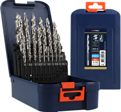 Rotec juego brocas helicoidales 1-13x0,5 hss-g 25 piezas