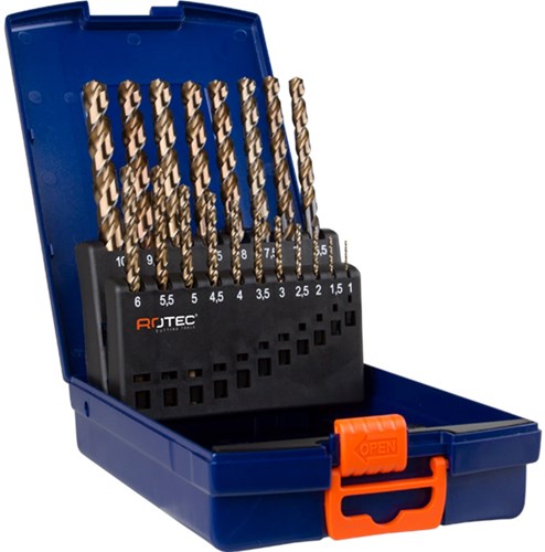Set di punte elicoidali Rotec 1-10x0,5mm hss-g 19 pezzi