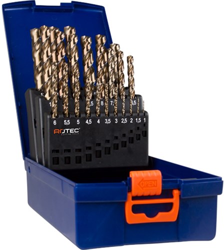 Rotec juego de brocas helicoidales 1-13x0,5mm hss-g 25 piezas
