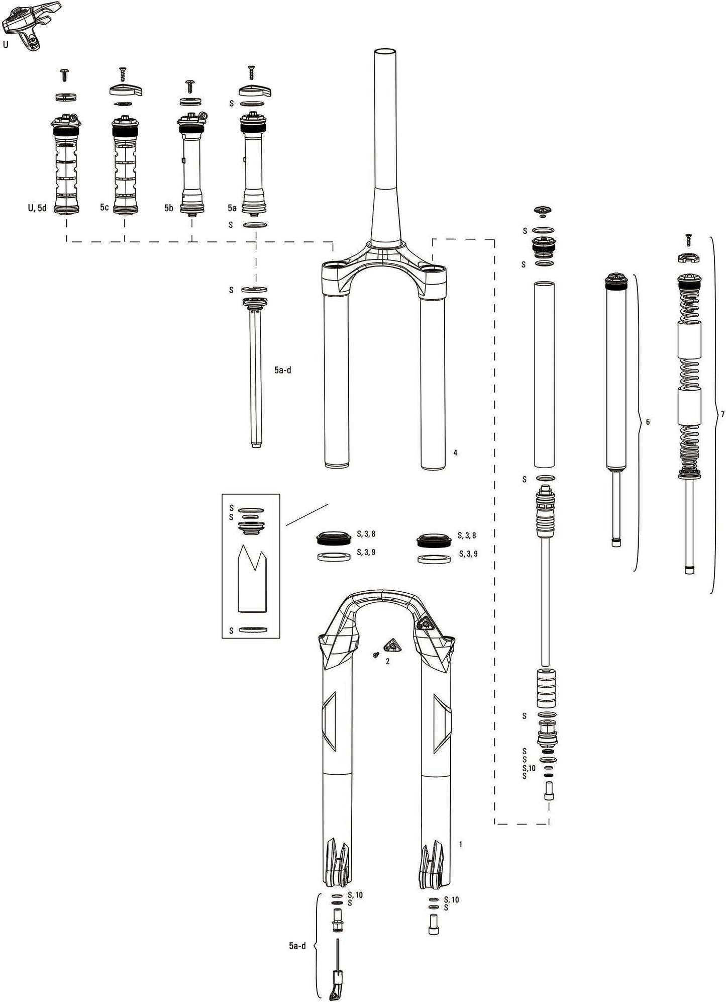 Rockshox verende voorvork recon silver rl susp.fork rs recon sil.rl 1,5 to 1 1 8 black