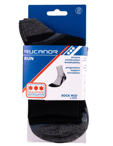 Rucanor Running Socks Long 2-Pack Black Size 35-38