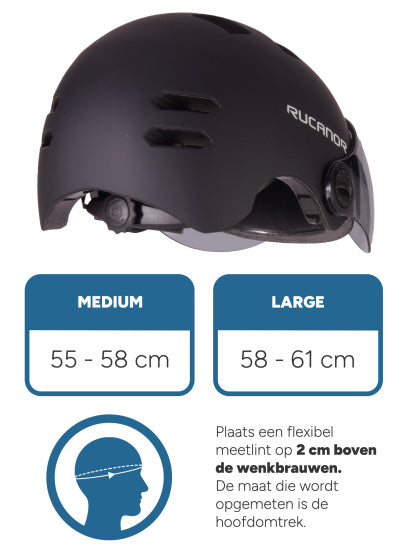 Rucanor Urban Sprint Scooting Bicycle Celmet Visor NT8776 Black Size 58-61 cm (L)