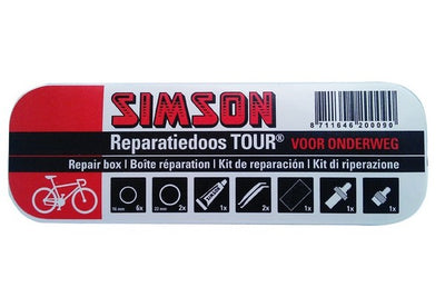 reparatiedoos Tour 11,5 cm aluminium rood wit 15-delig