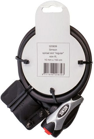 Simson Cable Lock Regular XL - 10x150cm - Negro - Sin arte - Biciclismo
