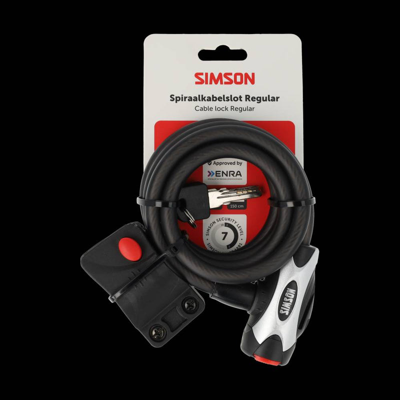 Candado de cable en espiral Simson tamaño regular xl 10mm x 150cm