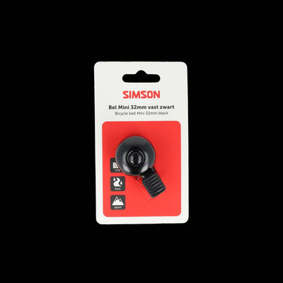 Simson campanello per bicicletta mini 32mm montaggio fisso in plastica nero