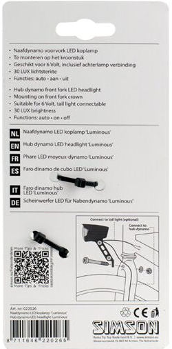 Simson Front Fork Hark Fead Lampa Black Luminous Dynamo en el mapa
