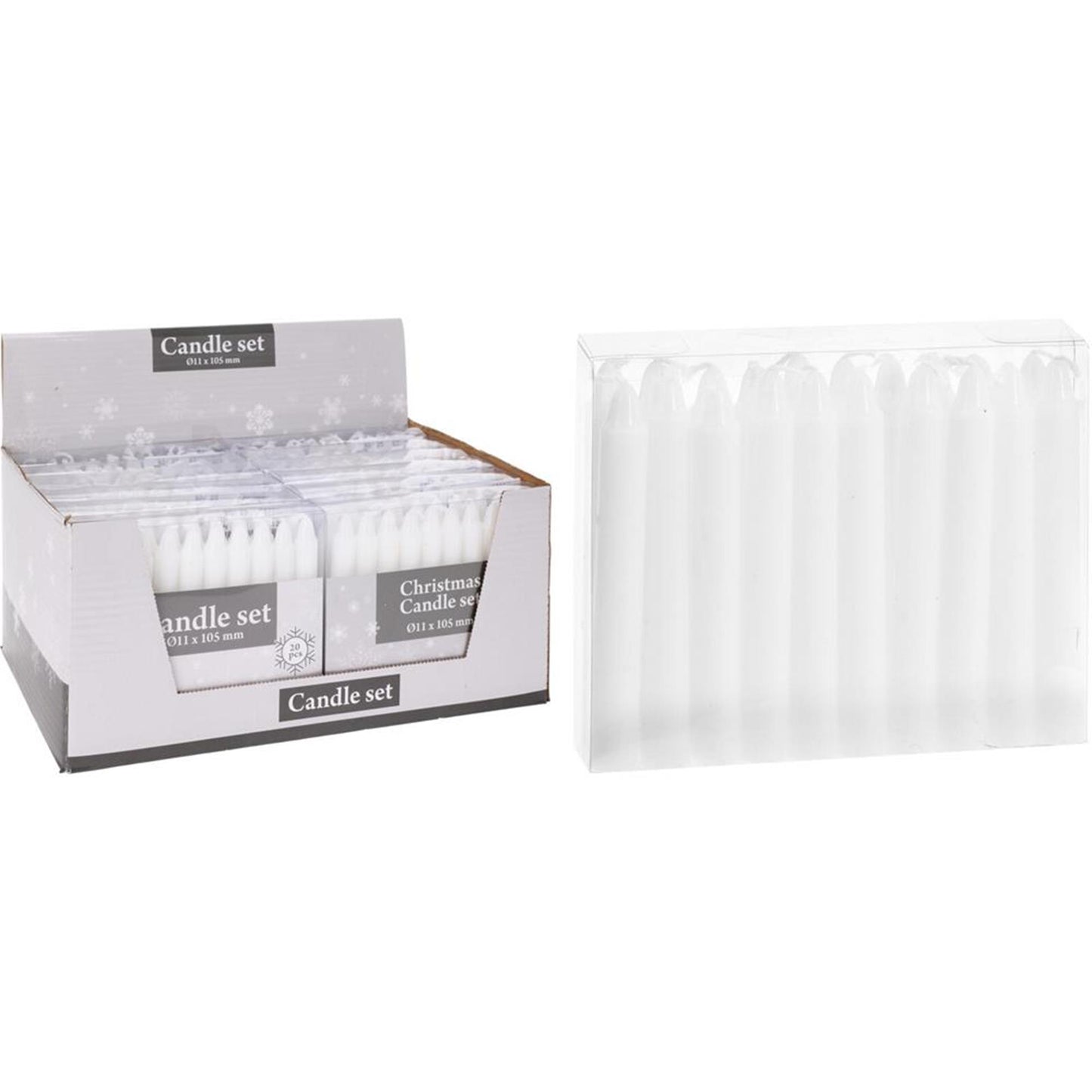 Home styling kerstboomkaarsjes 20-delig 10,5cm wit