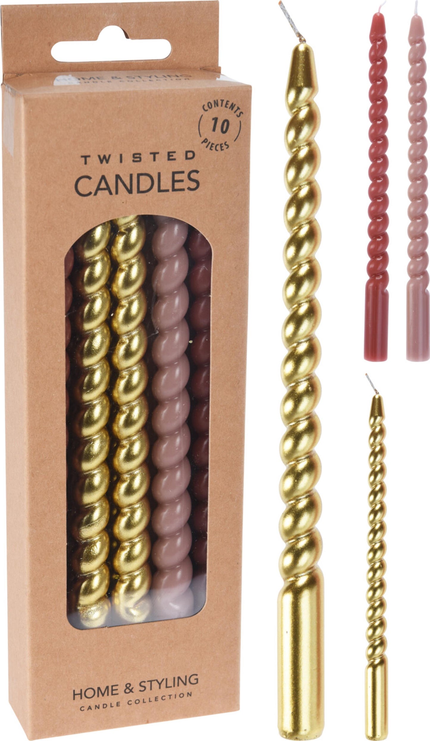 Home styling kaarsjes gedraaid mini 17cm set a 10