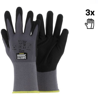 Guantes de seguridad Ty Safe Jogger con máxima destreza | 3 piezas | negro | talla 9 - sw0306009