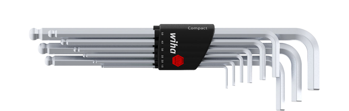 Wiha inbussleutelset in compact houder (10-delig, zeskantkogelkop, mat verchroomd in blister)