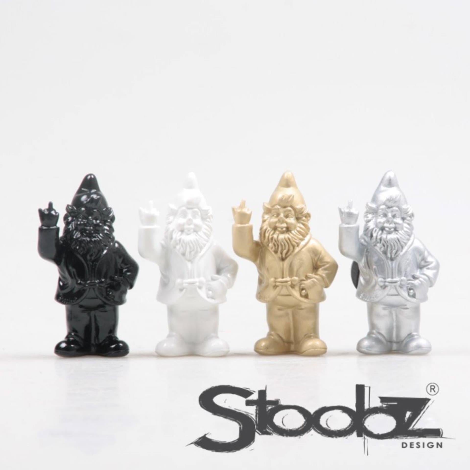 Stoobz gnome f*ck you magnete nero bianco oro argento 9 cm