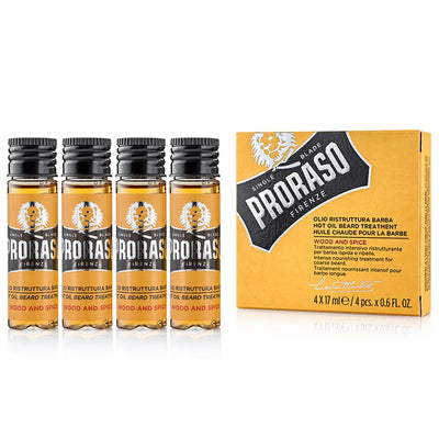 Proraso aceite caliente tratamiento barba madera especia 4x17ml
