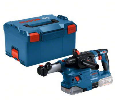 Bosch blauw gbh 18v-22 accu boorhamer + stofafzuiging gde 18v-12 | zonder accu's en lader | in l-boxx - 0611924004
