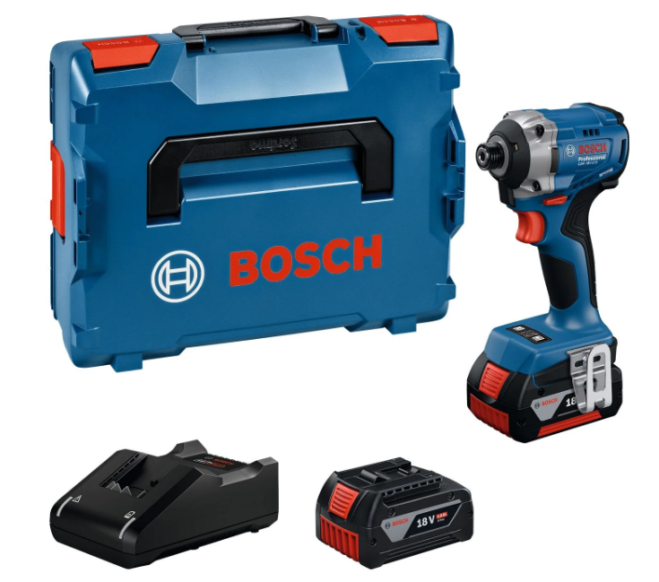 Atornillador de impacto inalámbrico Bosch GDR 18V-215 azul | incluyendo 2x cargador GBA 18v 4.0 ah gal 18v-40 - 06019n2002