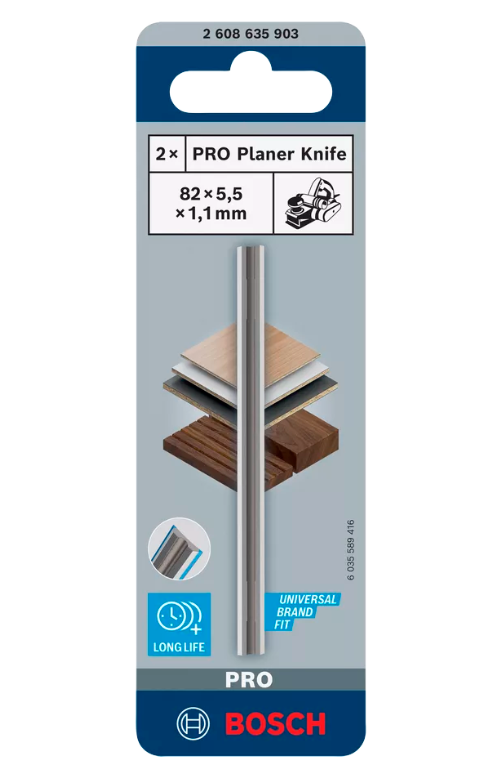 Accesorios Bosch pro cuchillo cepillo hm, 82 x 5,5 x 1,1 mm, 2x para cepillos Bosch gho y pho | 2608635350 - 2608635903