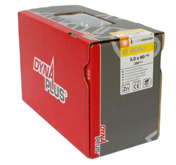 Dynaplus unischroef spaanplaatschroef verzinkt platkop deeldraad torx tx25 5.0x90 45 | 200 stuks - 0281.01.42501