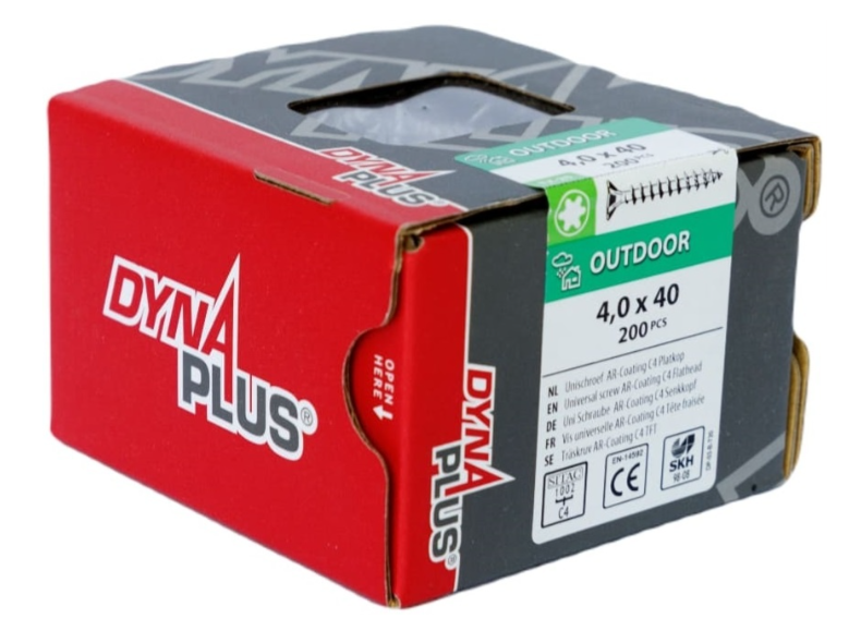 Tornillo uni Dynaplus tornillo para aglomerado revestimiento ar cabeza plana rosca completa torx tx20 ​​​​4.0x40 | 200 piezas - 0281.08.25601