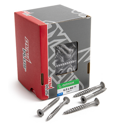 Tornillo de construcción Dynaplus cabeza plana con revestimiento ar rosca parcial + punta de corte torx tx30 6.0x60 35 | 100 piezas - 0281.08.50001