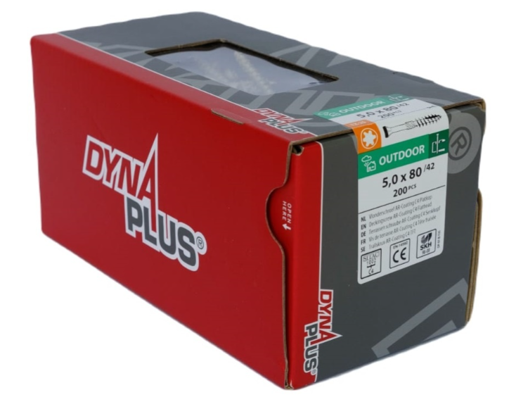 Tornillo para tarimas Dynaplus xtreme ar-bronce cabeza plana - rosca parcial 60° + punta de corte torx tx25 5.0x80 42 | 200 piezas - 0283.08.42401