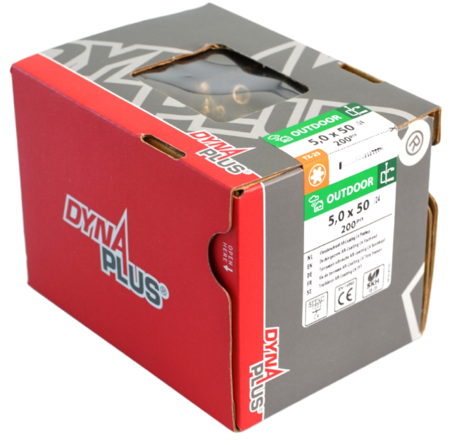 Tornillo para tarimas Dynaplus xtreme ar-bronce cabeza plana rosca parcial-60° + punta de corte torx tx25 5.0x50 25 | 1250 piezas - 0289.13.41901