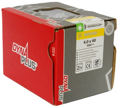 Vite uni Dynaplus vite per truciolare zincata parte a testa piatta filetto torx tx20 ​​​​4.0x40 24 | 500 pezzi - 0281.01.25604