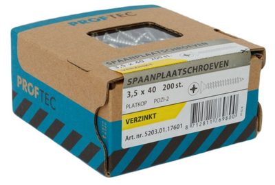 Proftec spaanplaatschroef vz pk pz2 3.5x40 | 200 stuks - 5203.01.17601