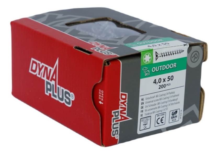 Dynaplus unischroef spaanplaatschroef ar-coating platkop voldraad torx tx20 4.0x50 | 200 stuks - 0281.08.25901