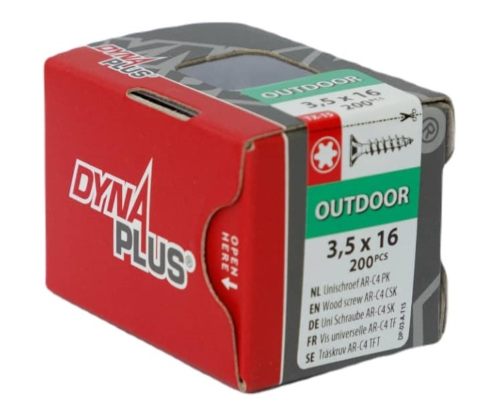 Vite uni Dynaplus vite per truciolato rivestimento AR testa piatta filettatura completa torx tx15 3,5x16 | 200 pezzi - 0281.08.16701