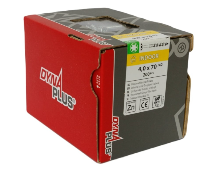 Tornillo aglomerado dynaplus uni tornillo vz (galvanizado) pk (cabeza plana) torx tx20 ​​4.0x70 42 | 200 piezas - 0281.01.26201