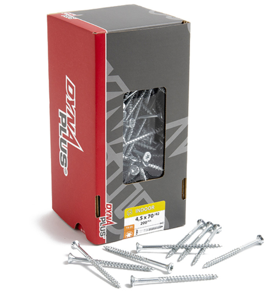 Tornillo uni dynaplus tornillo aglomerado galvanizado parte cabeza plana rosca torx tx25 4,5x70 42 | 200 piezas - 0281.01.34201