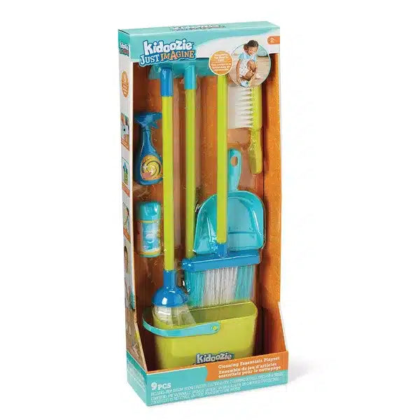Schoonmaakbenodigdheden speelset, bezem, dweil, stofdoek, stofblik, emmer,