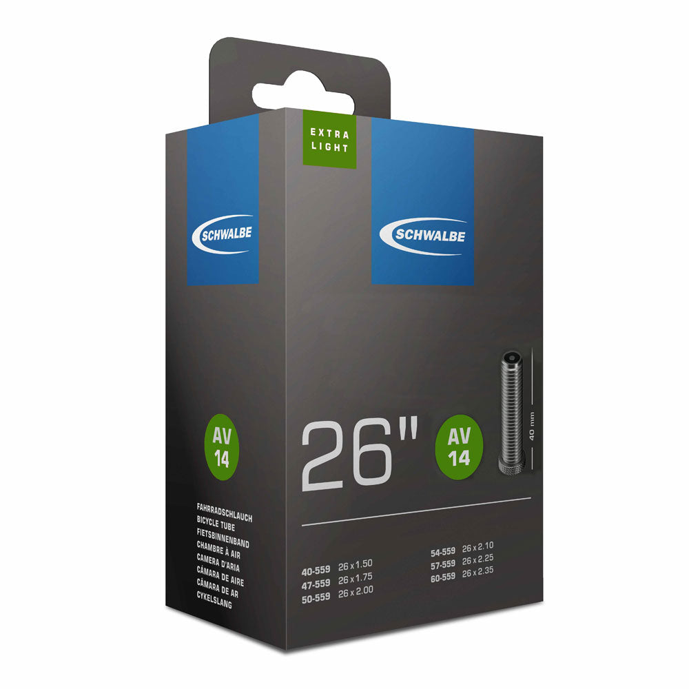 Schwalbe Tubo interno AV14 Extra Light 26 40 62-559 40 mm Ventiel