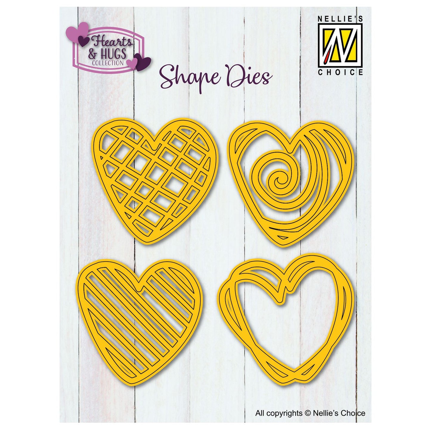 Nellie's choice • shape dies doodle harten 4x4x4cm 4st.