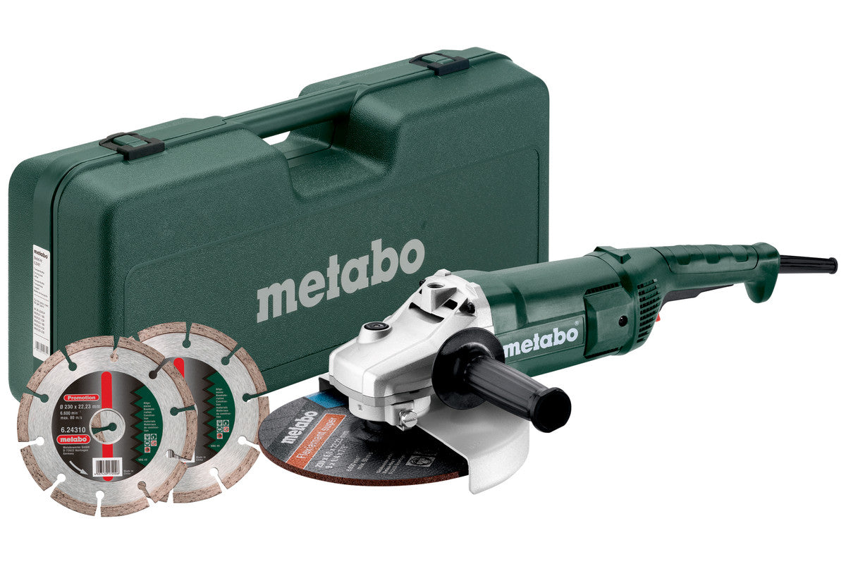 Juego de amoladora angular Metabo we 2200-230 | 230 mm | incluye maletín y 2 discos abrasivos - 691081000