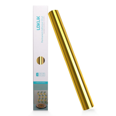Loklik • permanent zelfklevend vinyl spiegelglans metallic goud 30,5x180cm