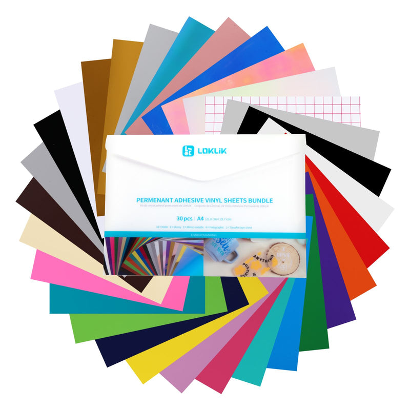 Loklik • hojas de vinilo autoadhesivas permanentes multipack a4 surtido 30x